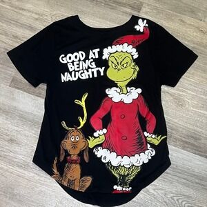 Grinch Juniors' Good at Being Naughty Holiday Graphic T-Shirt‎ XS (1)